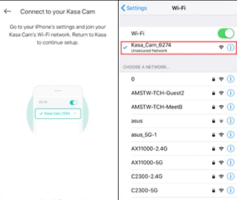 Connect Kasa camera to WiFi